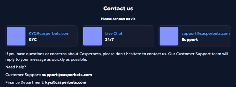 CasperBets Casino Customer Support
